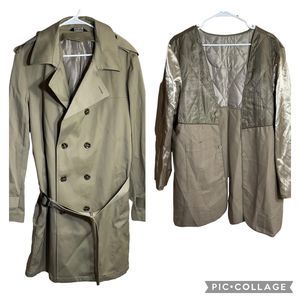 Jos. A Banks Flannel Lined Double Breasted Belted Trench Coat Mens 42R Excellent